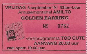 Golden Earring show ticket#2750 September 06, 1991 Etten-Leur - Feesttent Amusementshal Amilto